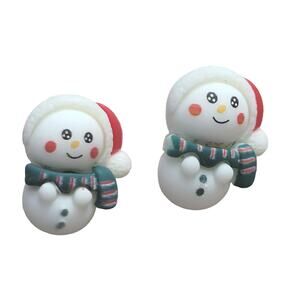Christmas season festive holiday snowman earrings, red green and white